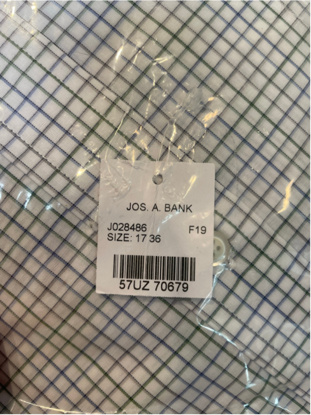 Men's Jos. A. Bank Dress Shirt, Size 17-36, White Stretch Tailored Fit NWT - Picture 6 of 7